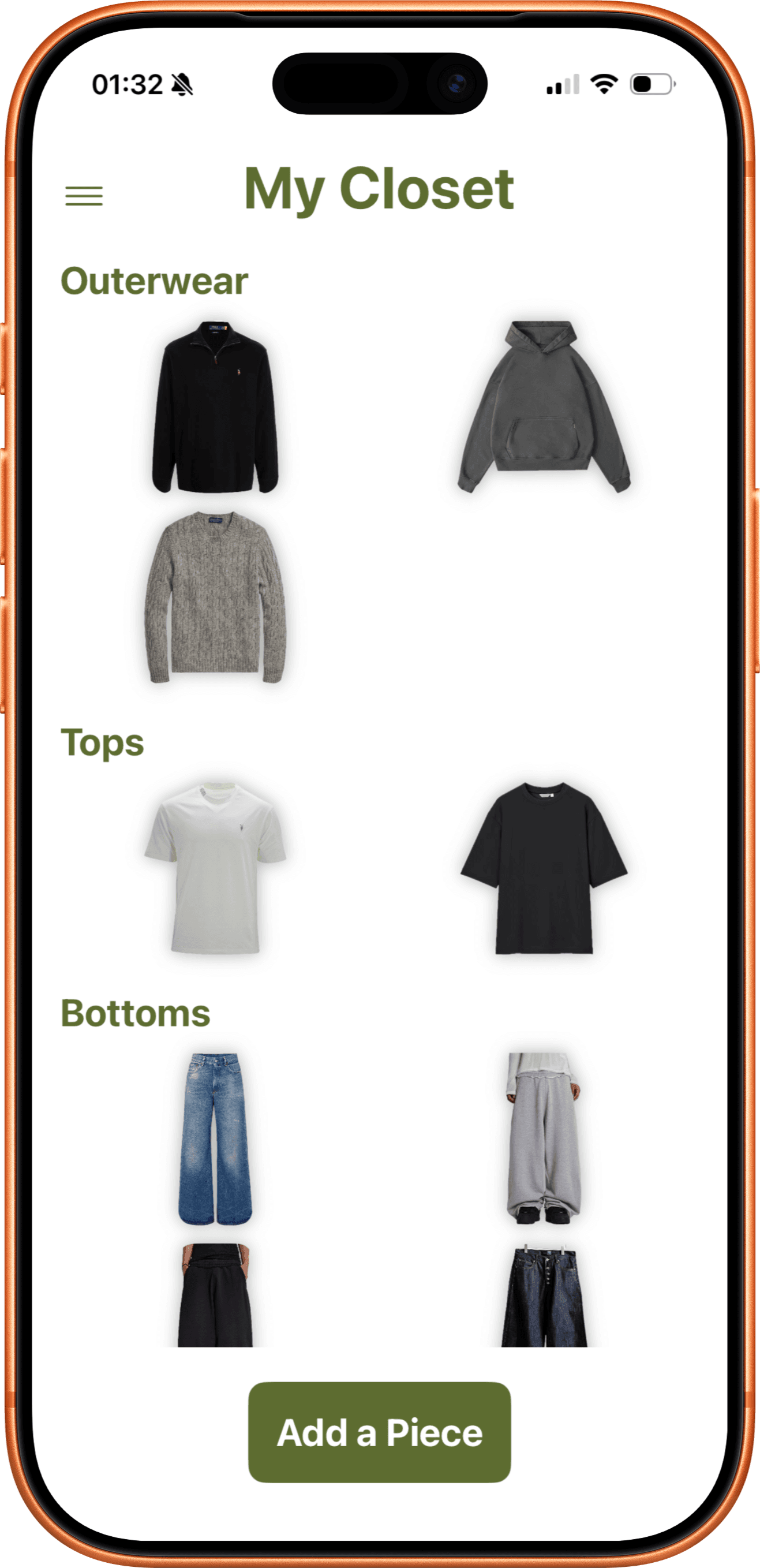 StyleAI closet grid view